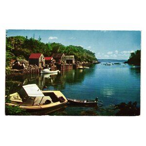 One Maines Picturesque Fishing Villages Sent Postcard Maine Coastal Scene Bromle